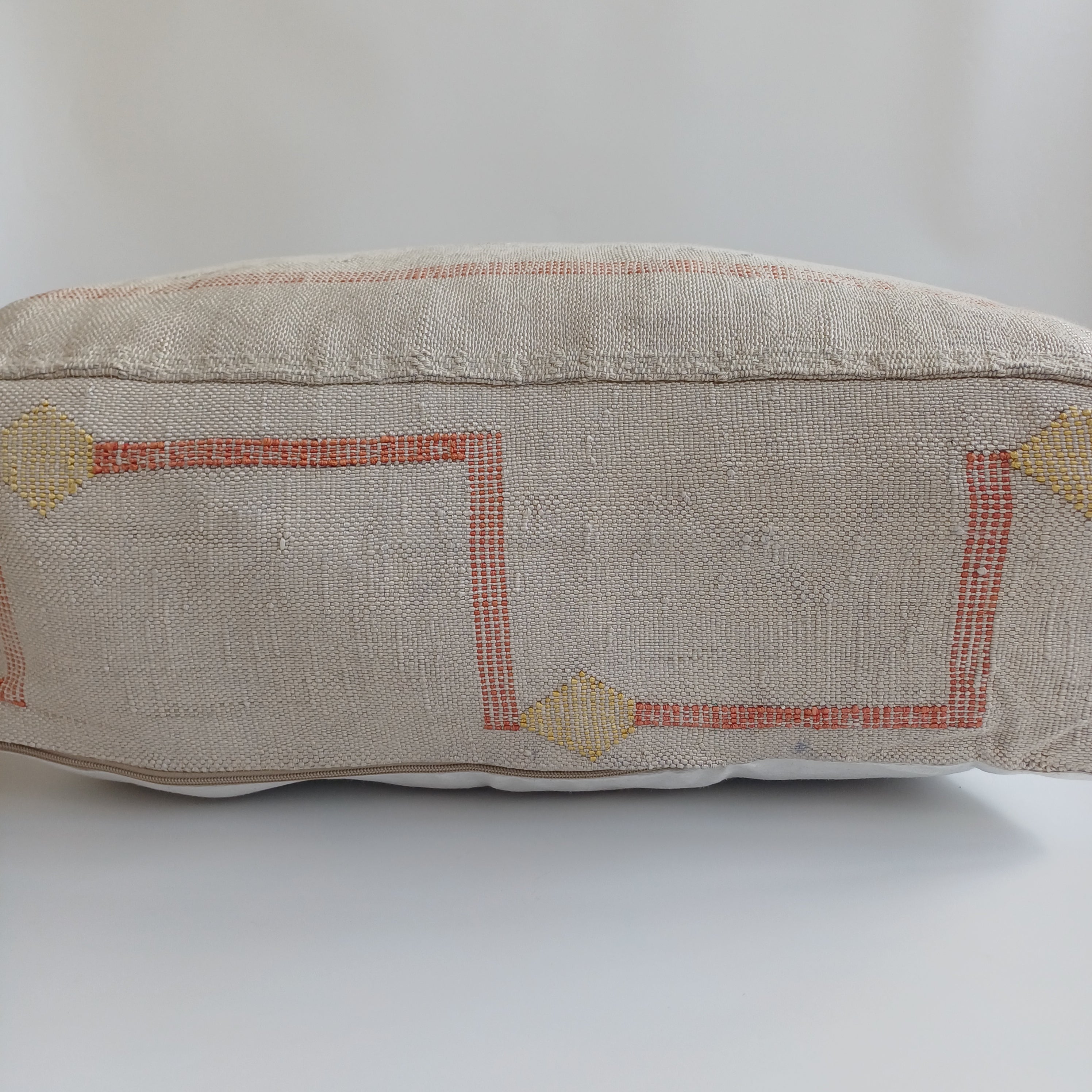 Handmade Moroccan Oatmeal Cactus Silk Pouf 60x60x20 CM