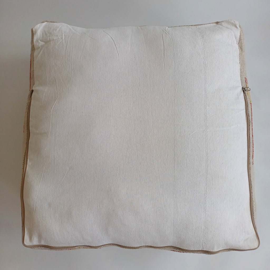 Handmade Moroccan Oatmeal Cactus Silk Pouf 60x60x20 CM