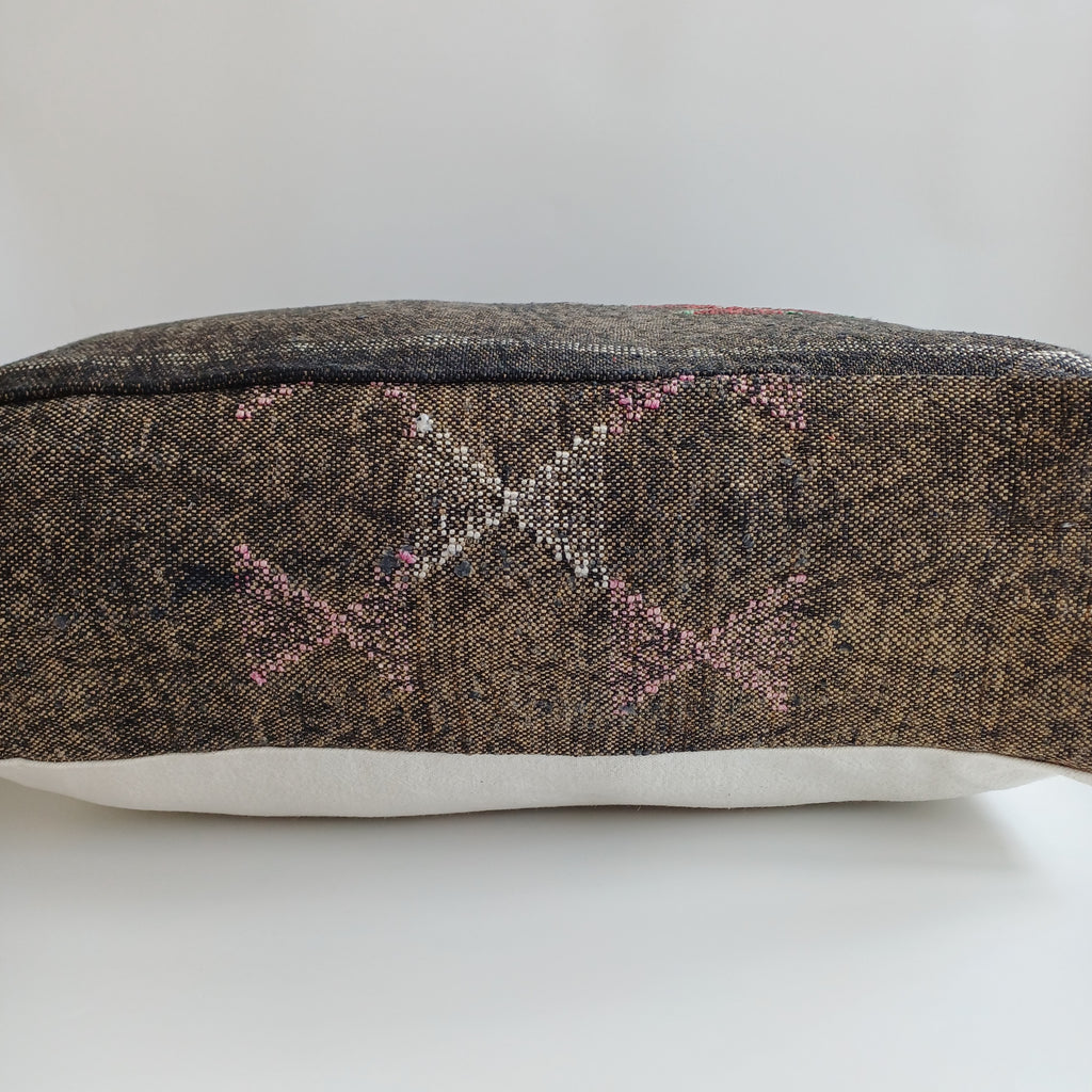 Handmade Moroccan Mushroom Brown Cactus Silk Pouf 58x58x18 CM