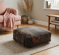Handmade Moroccan Mushroom Brown Cactus Silk Pouf 58x58x18 CM