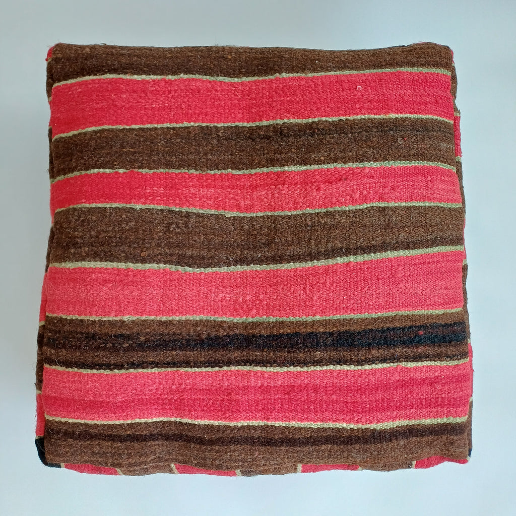 Handmade Moroccan Multicoloured Kilim Pouf 60x60x20 CM