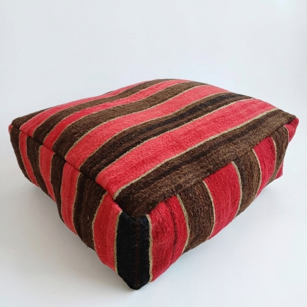 Handmade Moroccan Multicoloured Kilim Pouf 60x60x20 CM