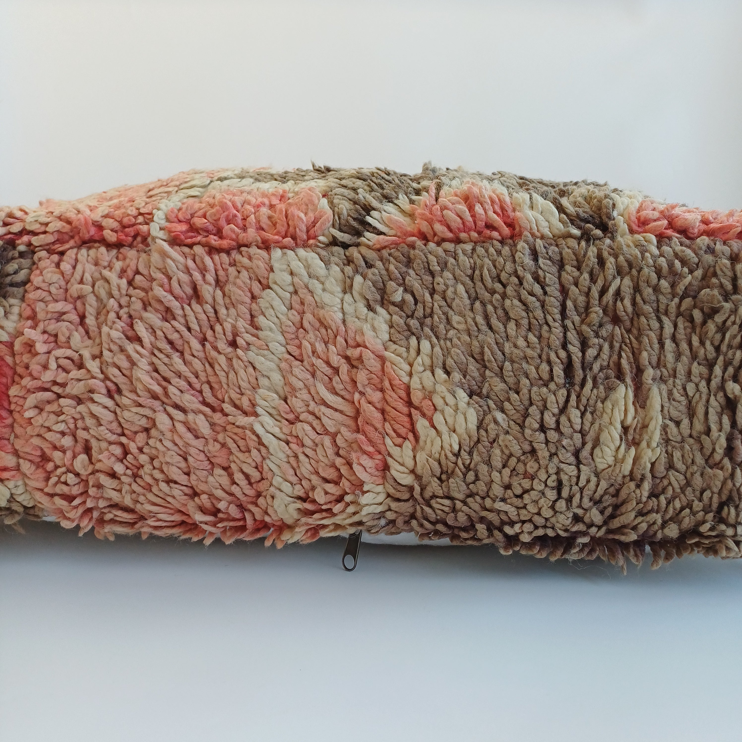 Authentic Vintage Berber Handmade Moroccan Multicoloured Wool Pouf 60x60x20 CM