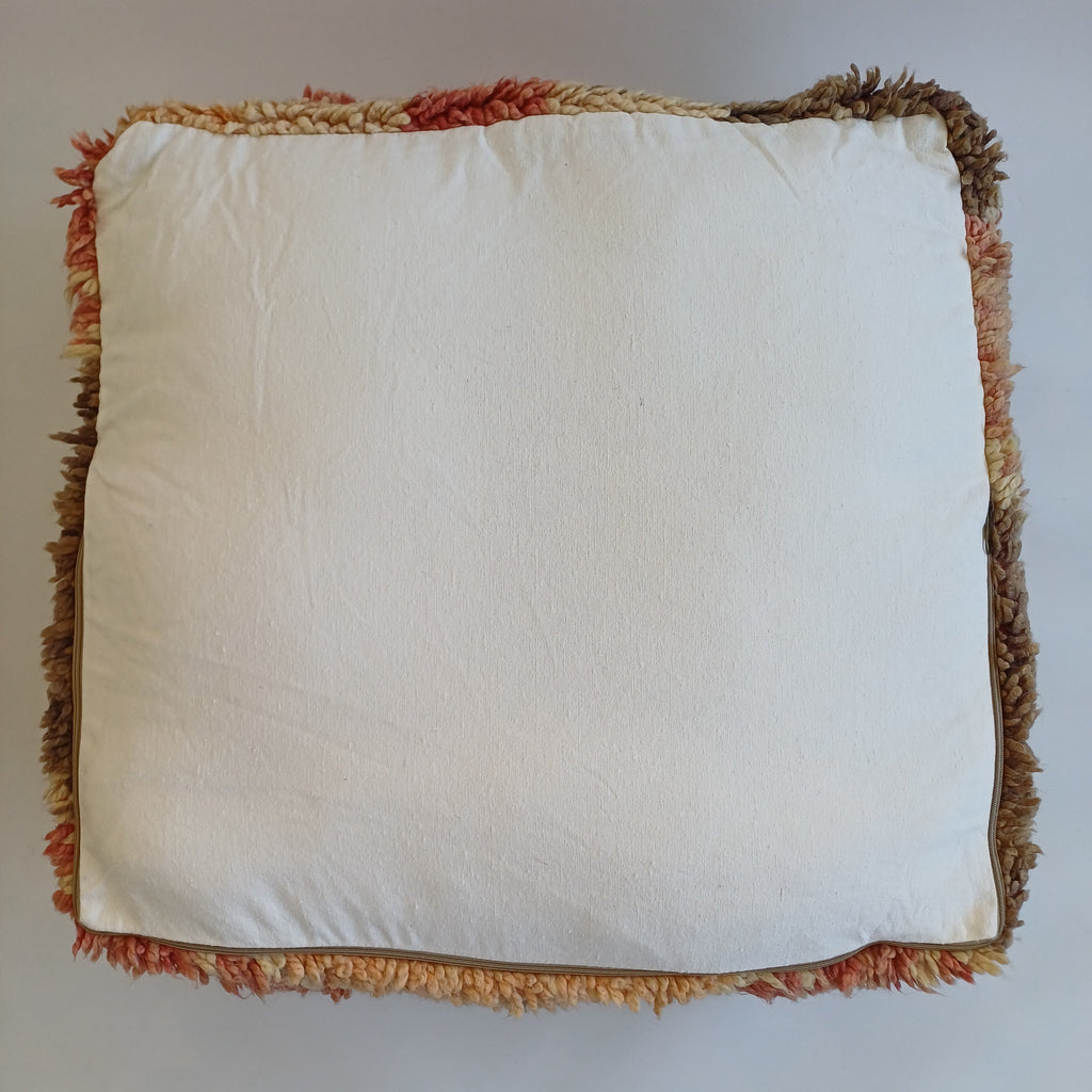 Authentic Vintage Berber Handmade Moroccan Multicoloured Wool Pouf 60x60x20 CM