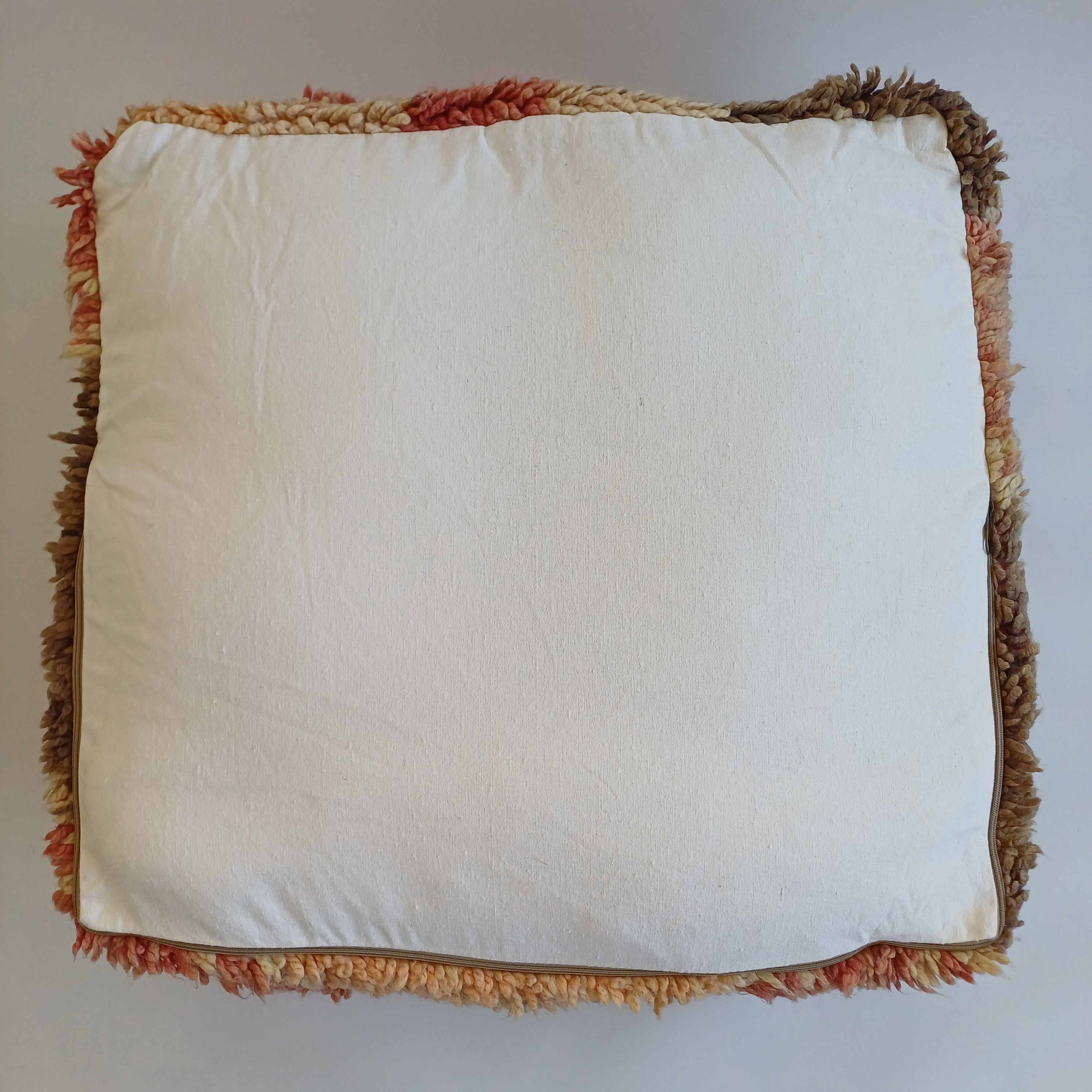 Authentic Vintage Berber Handmade Moroccan Multicoloured Wool Pouf 60x60x20 CM