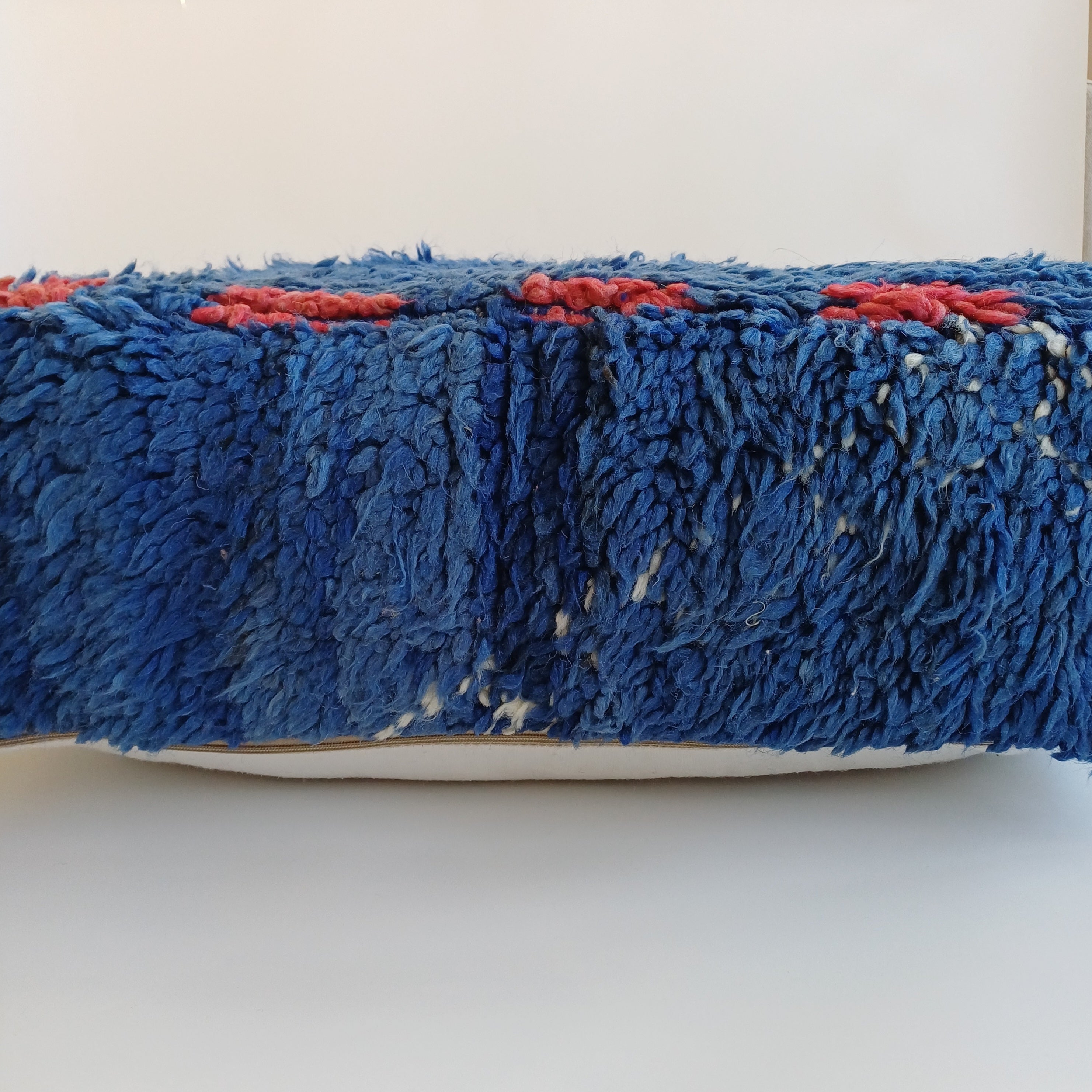 Authentic Vintage Berber Handmade Moroccan Deep Blue Wool Pouf 60x60x20 CM