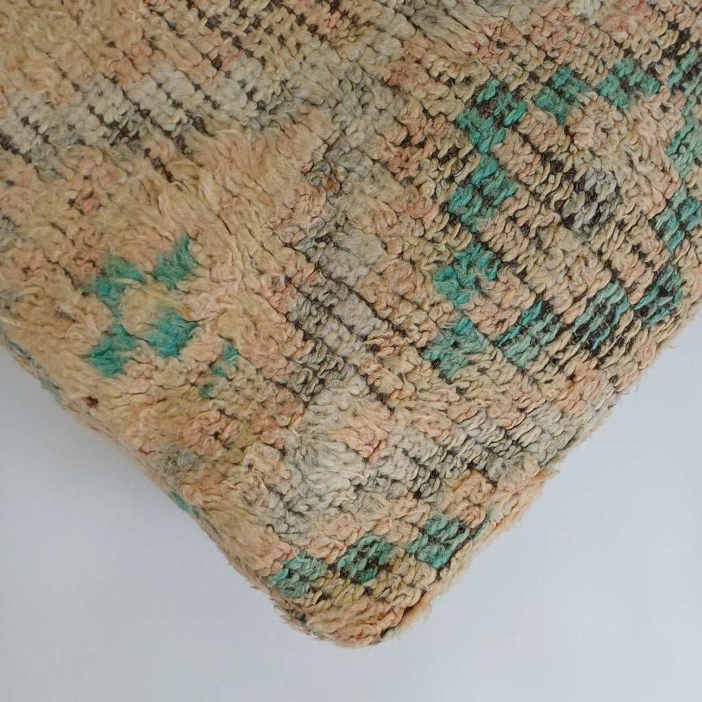 Authentic Vintage Berber Handmade Moroccan Multicoloured Wool Pouf 60x60x20 CM