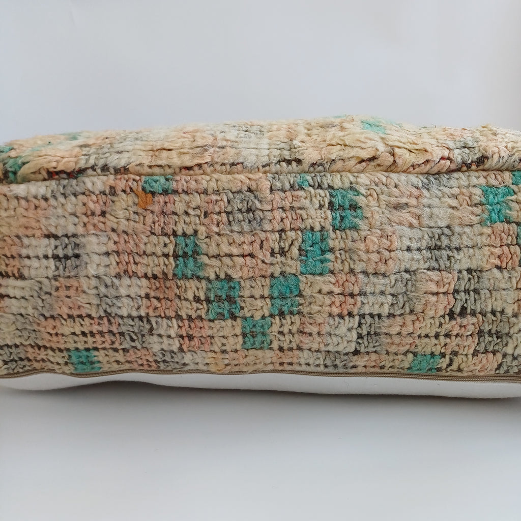 Authentic Vintage Berber Handmade Moroccan Multicoloured Wool Pouf 60x60x20 CM