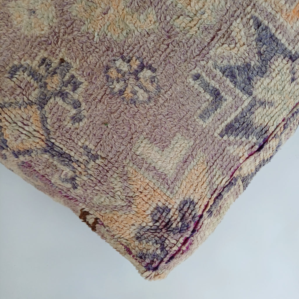Authentic Vintage Worn-out Berber Handmade Moroccan Multicoloured Wool Pouf 60x60x20 CM