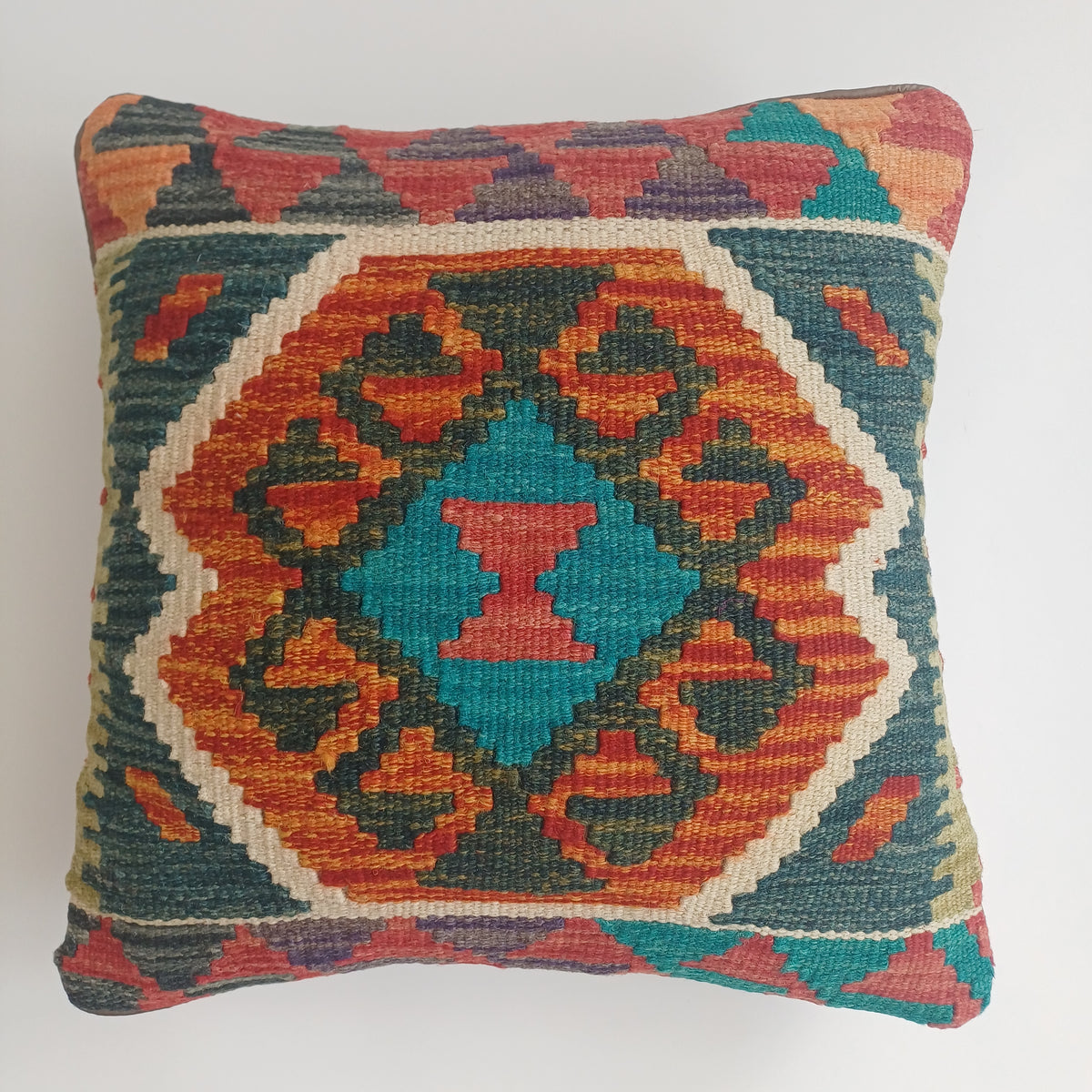 Afghan Handmade Multicoloured Kilim Cushion Cover 45x45 CM