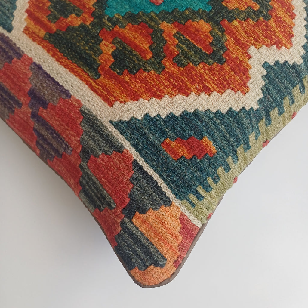 Afghan Handmade Multicoloured Kilim Cushion Cover 45x45 CM