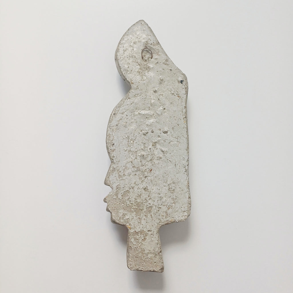 African Inspired Face Plaque, Sculptural Face Wall Hanging 26x9 CM