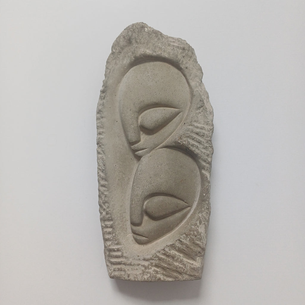Abstract Minimalist Modern Relief Plaque, Sculptural Face Wall Hanging 20x10 CM