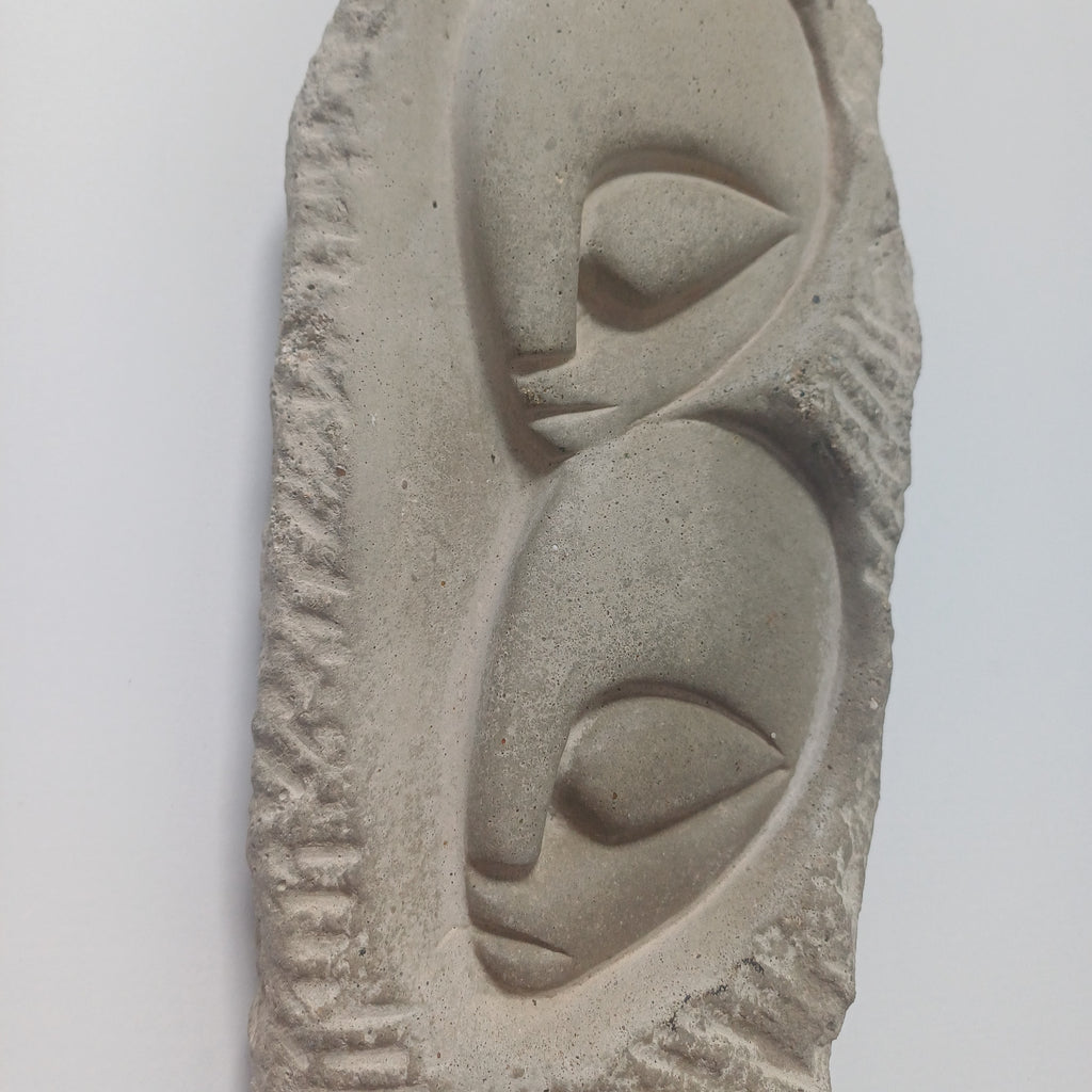 Abstract Minimalist Modern Relief Plaque, Sculptural Face Wall Hanging 20x10 CM