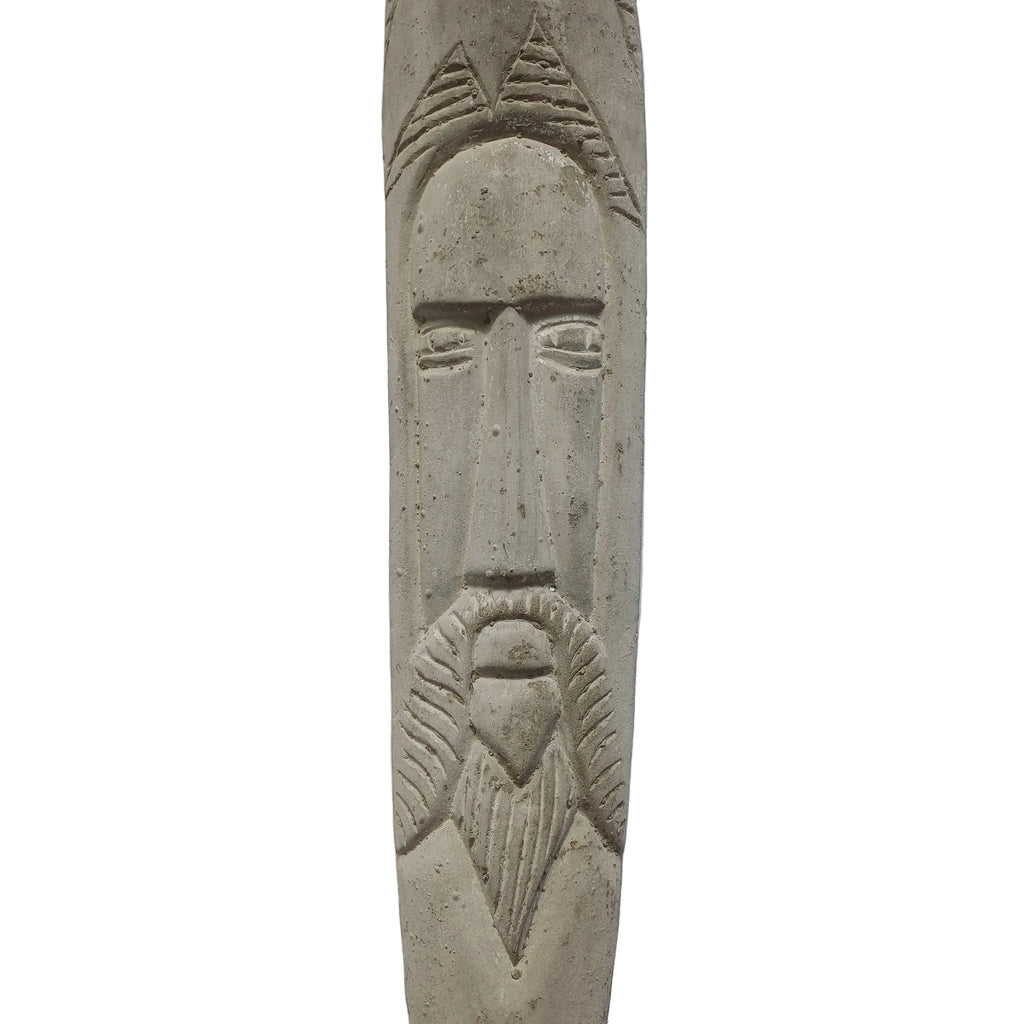 Primitive Long Face Wall Art Hanging, Narrow Vertical Plaque 57x11 CM