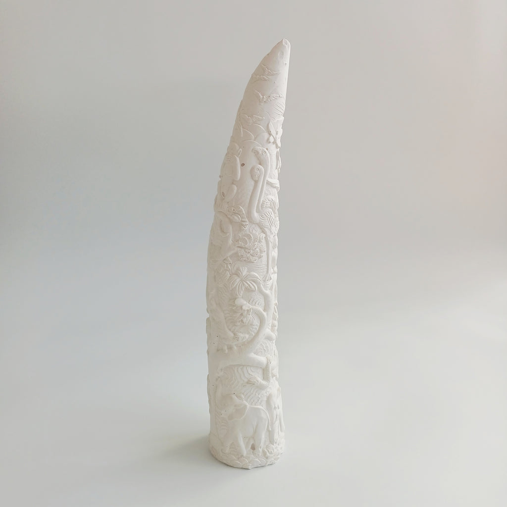Decorative Animal Textured White Sculpture 40x7 CM