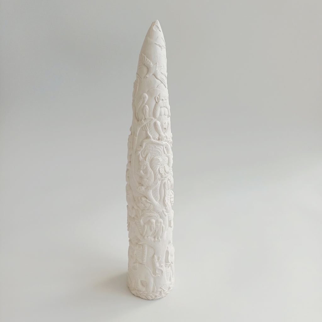 Decorative Animal Textured White Sculpture 40x7 CM