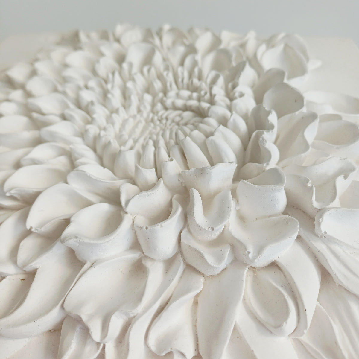 Textured White Floral Relief Wall Hanging Plaque 24x24 CM