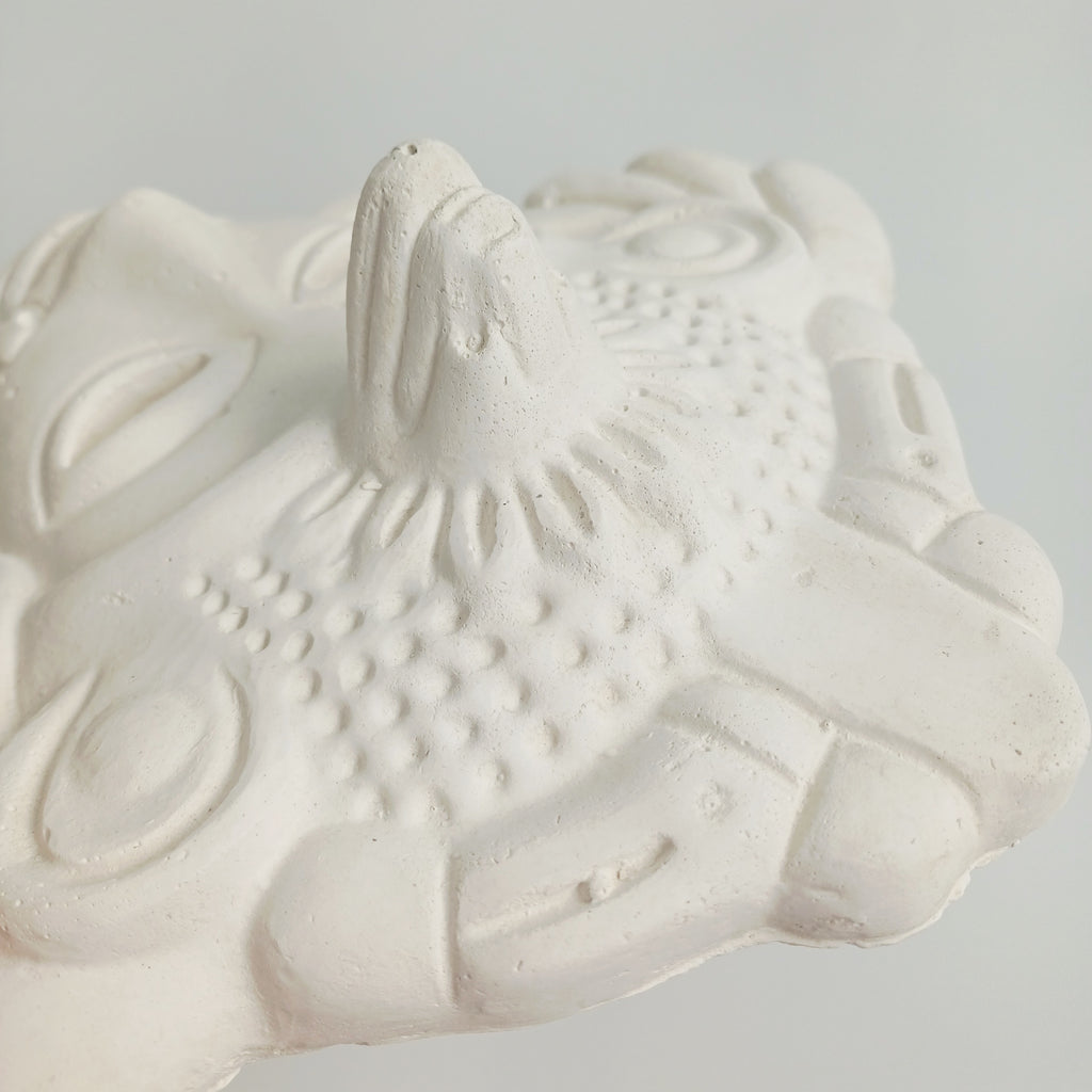 Maya Deity Textured White Wall Hanging Mask Plaque 23x19 CM