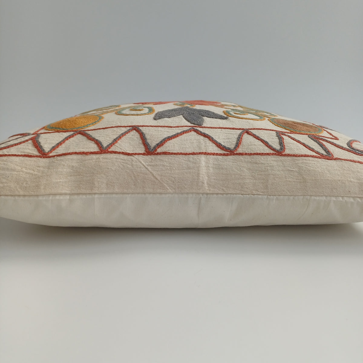 Hand Embroidered Multicolour Uzbek Suzani Cushion Cover 17''x16'' / 44x42 CM