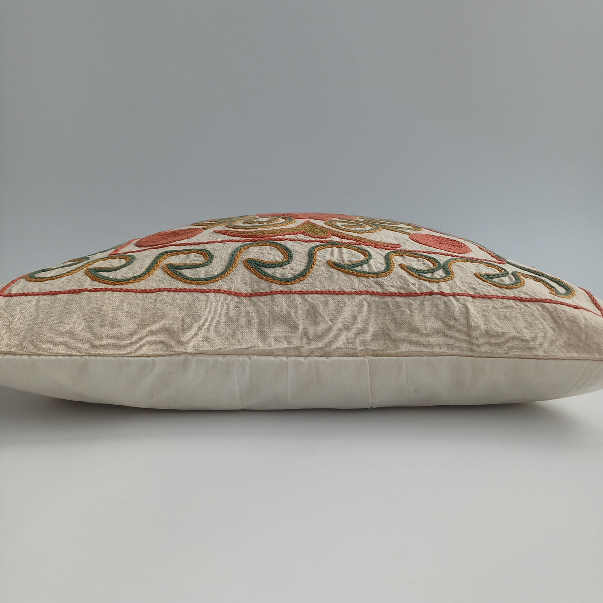 Hand Embroidered Multicolour Uzbek Suzani Cushion Cover 17''x16'' / 44x42 CM