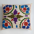 Hand Embroidered Multicolour Uzbek Suzani Cushion Cover 17''x15'' / 45x39 CM