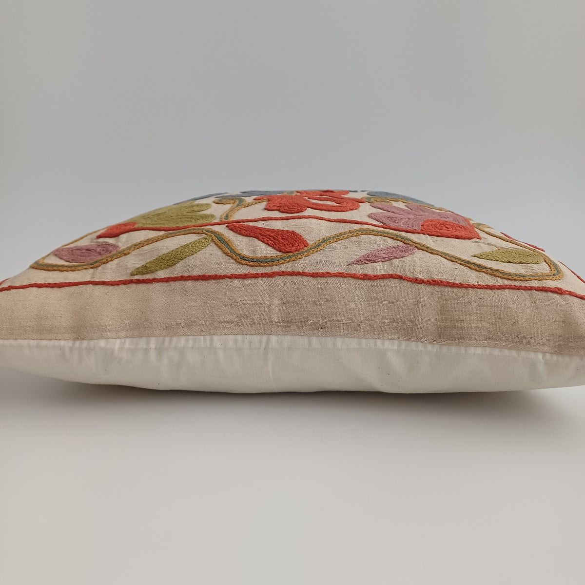 Hand Embroidered Multicolour Uzbek Suzani Cushion Cover 16''x15'' / 41x39 CM