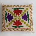 Hand Embroidered Multicolour Uzbek Suzani Cushion Cover 19''x16'' / 48x42 CM