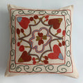 Hand Embroidered Multicolour Uzbek Suzani Cushion Cover 17''x16'' / 43x42 CM
