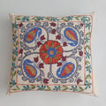 Hand Embroidered Multicolour Uzbek Suzani Cushion Cover 19''x18'' / 48x46 CM