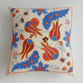 Hand Embroidered Tulip Multicolour Uzbek Suzani Cushion Cover 17''x17'' / 45x44 CM