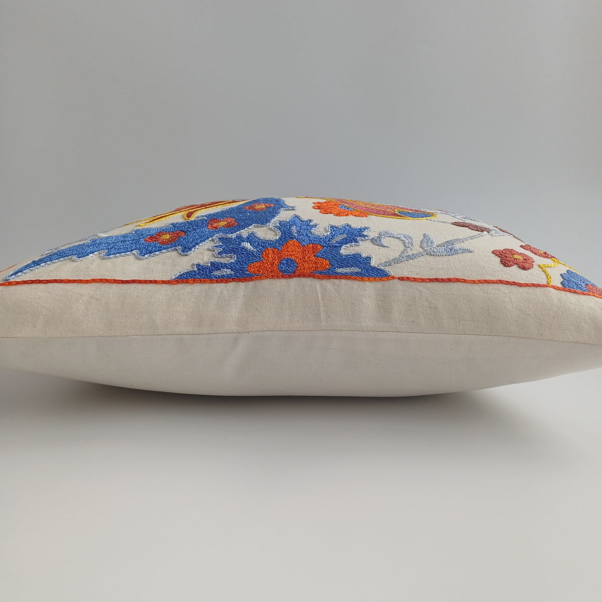 Hand Embroidered Tulip Multicolour Uzbek Suzani Cushion Cover 17''x17'' / 45x44 CM