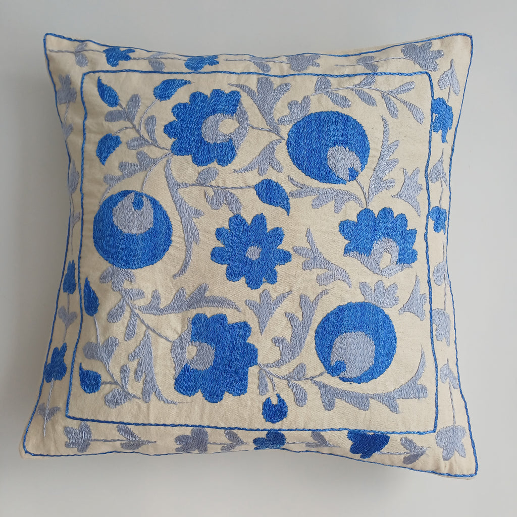 Hand Embroidered Pomegranate Multicolour Uzbek Suzani Cushion Cover 17''x17'' / 45x45 CM