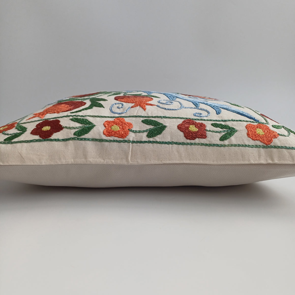 Hand Embroidered Pomegranate Multicolour Uzbek Suzani Cushion Cover 17''x17'' / 45x45 CM