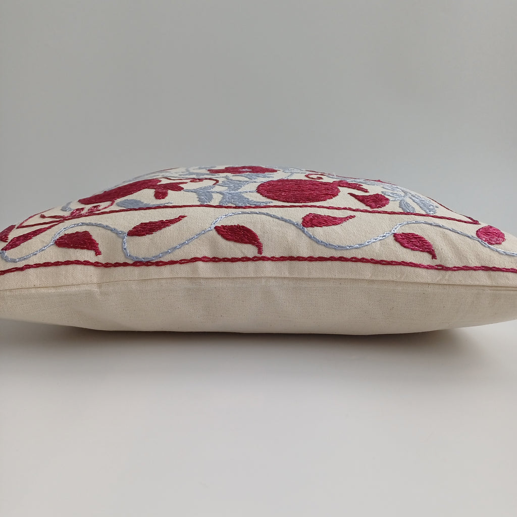 Hand Embroidered Pomegranate Multicolour Uzbek Suzani Cushion Cover 17''x17'' / 44x43 CM