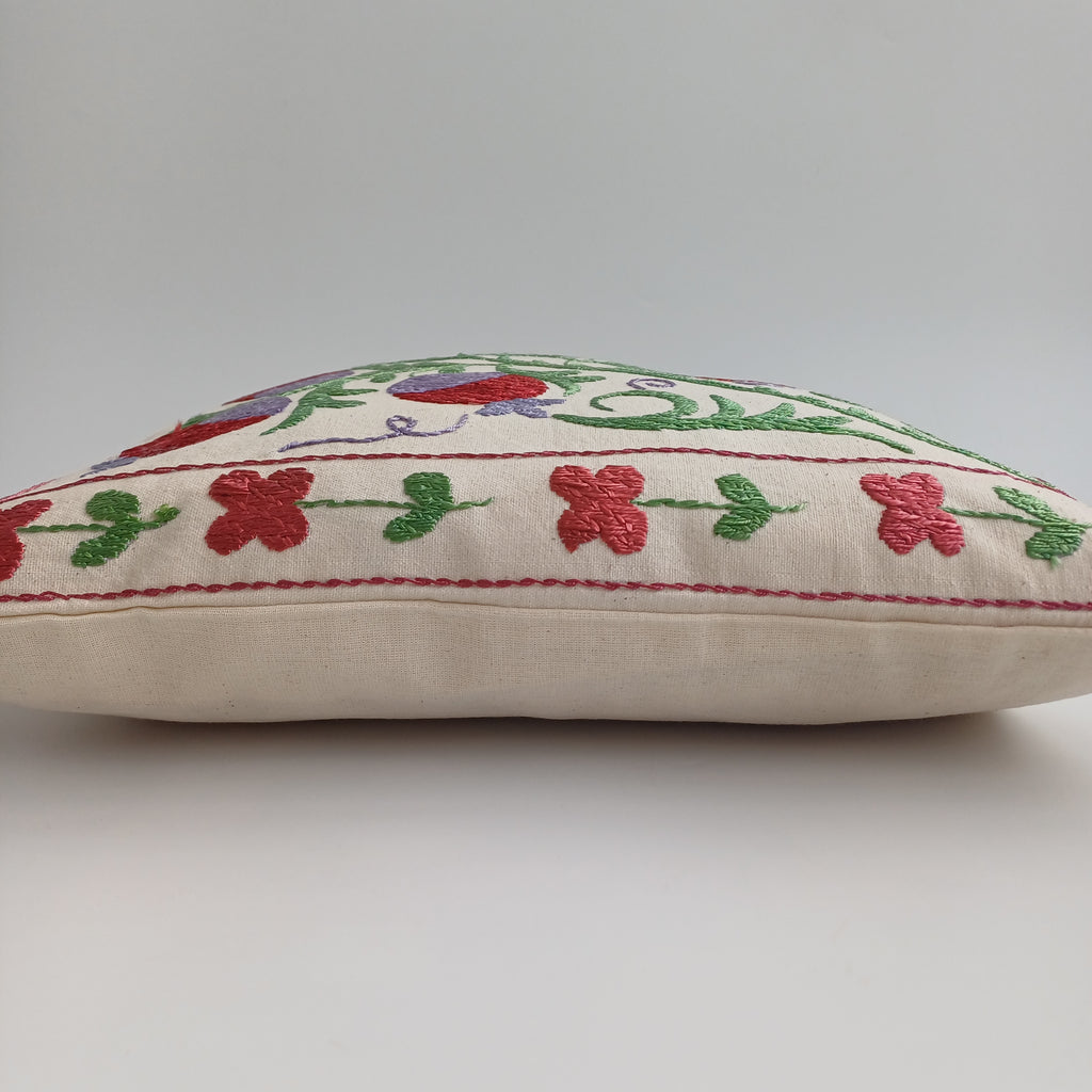 Hand Embroidered Pomegranate Multicolour Uzbek Suzani Cushion Cover 17''x17'' / 43x43 CM