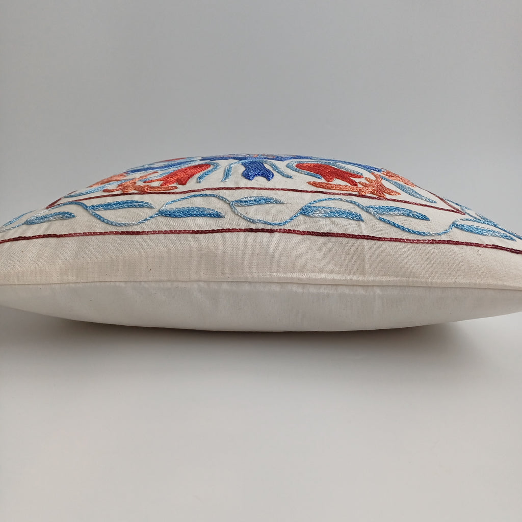 Hand Embroidered Medallion Multicolour Uzbek Suzani Cushion Cover 17''x17'' / 44x43 CM