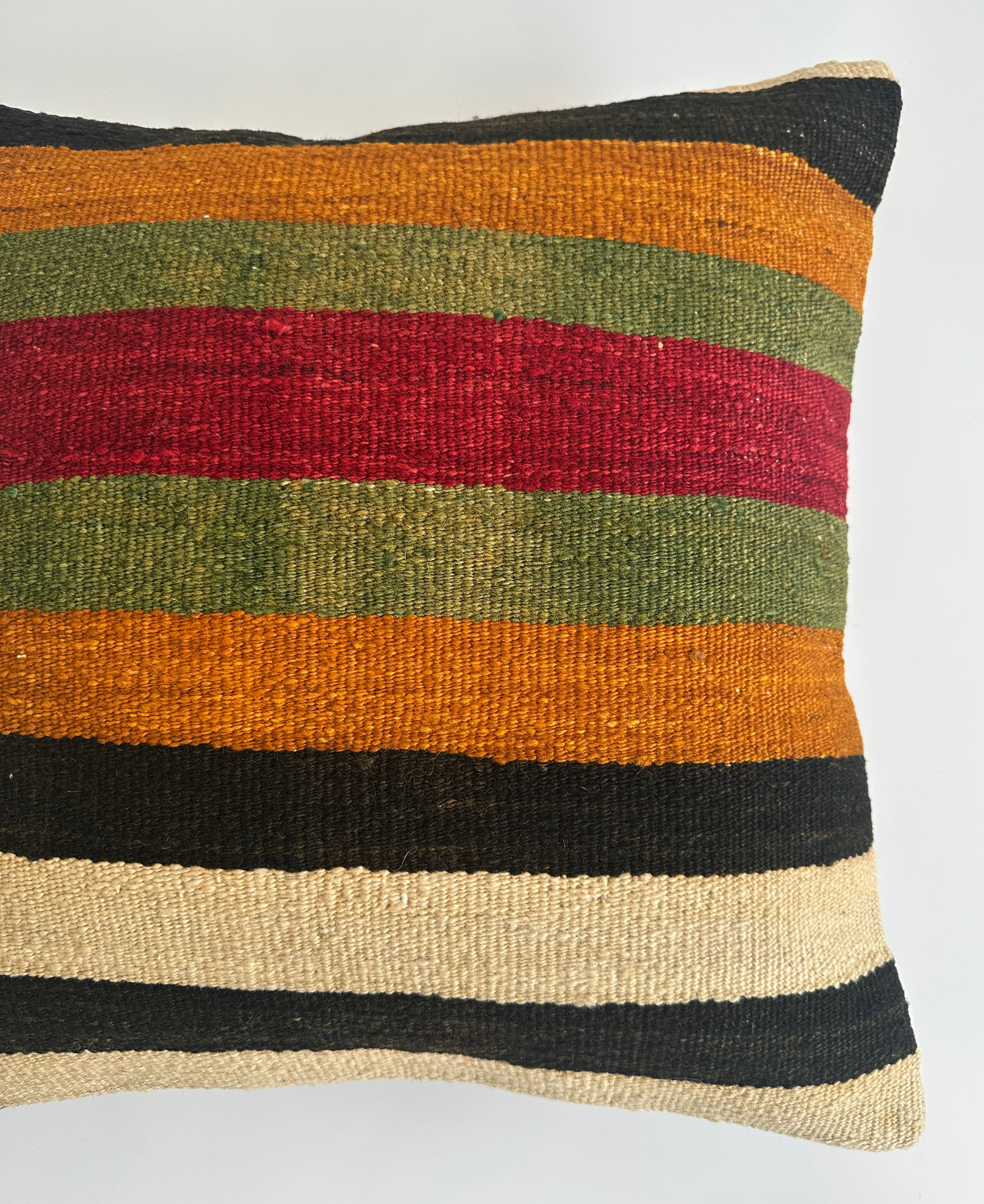 Handmade Striped Multicolour Turkish Rug Cushion Cover 18''x18'' / 45x45 CM