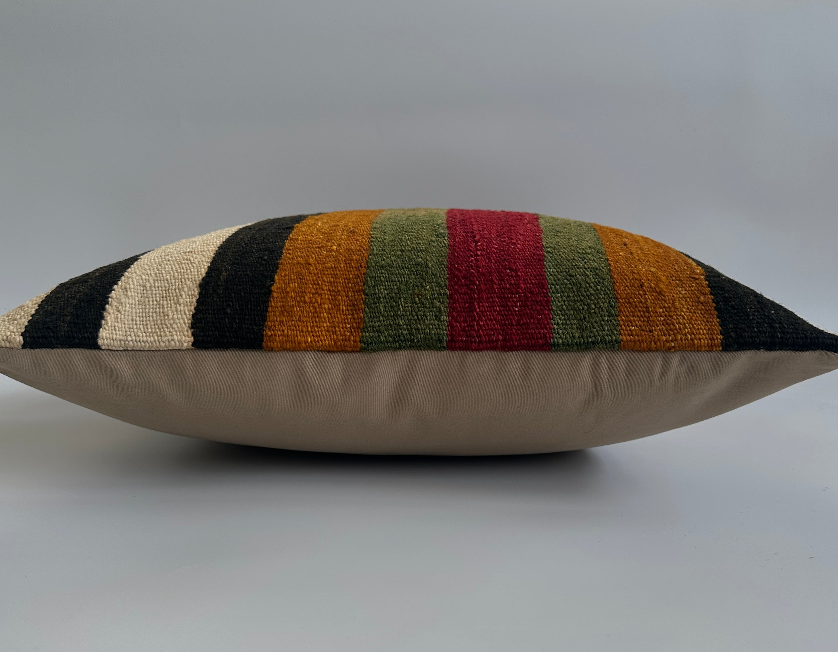 Handmade Striped Multicolour Turkish Rug Cushion Cover 18''x18'' / 45x45 CM