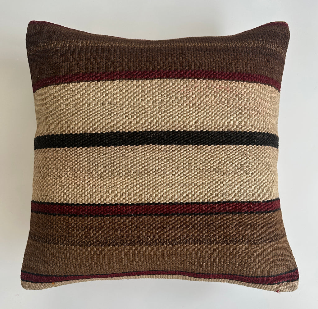 Handmade Striped Turkish Rug Cushion Cover 18''x18'' / 45x44 CM