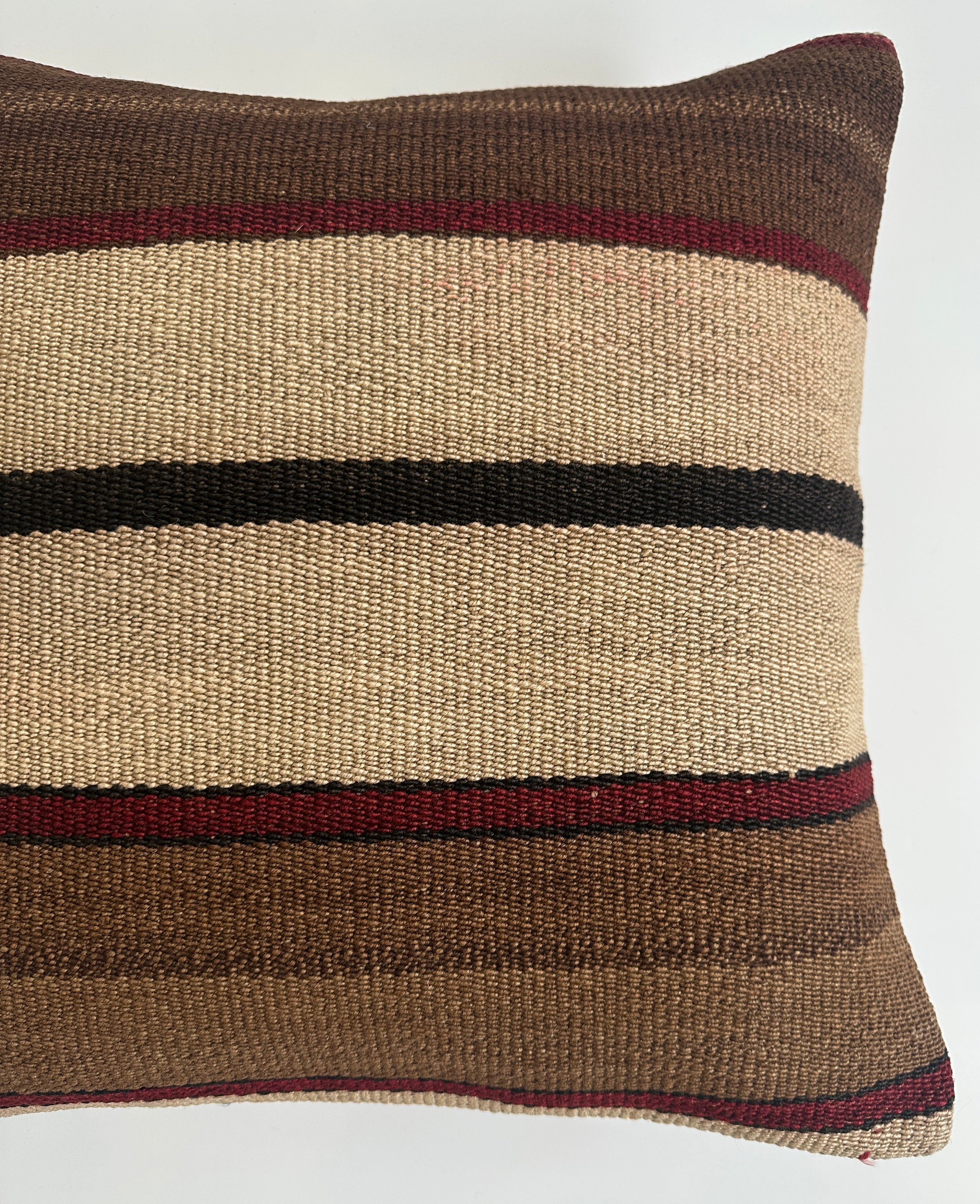 Handmade Striped Turkish Rug Cushion Cover 18''x18'' / 45x44 CM