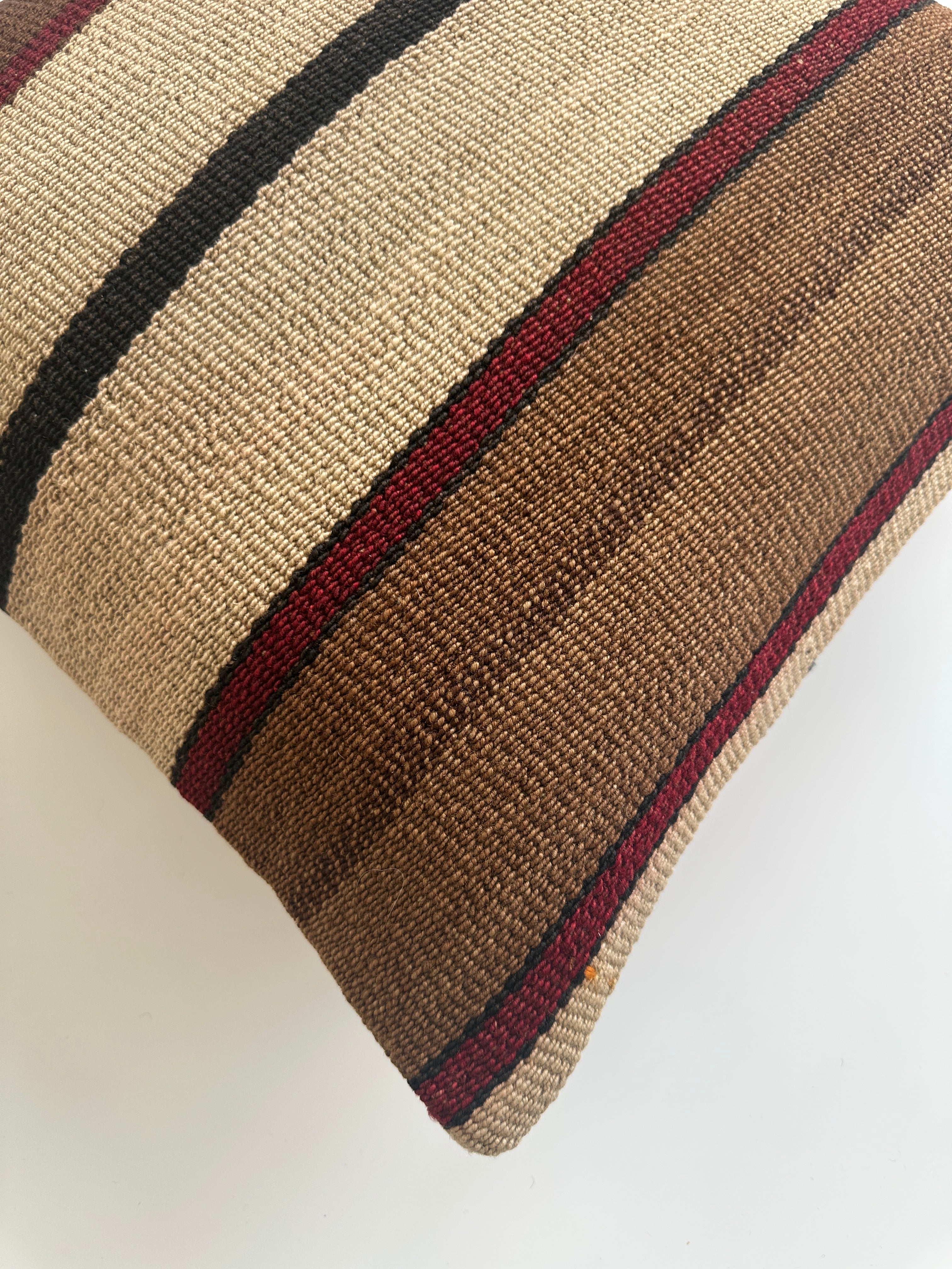 Handmade Striped Turkish Rug Cushion Cover 18''x18'' / 45x44 CM