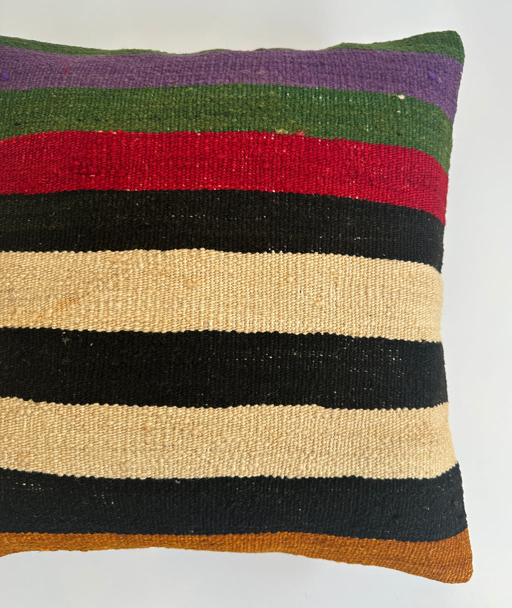 Handmade Striped Multicolour Turkish Rug Cushion Cover 18''x18'' / 45x44 CM