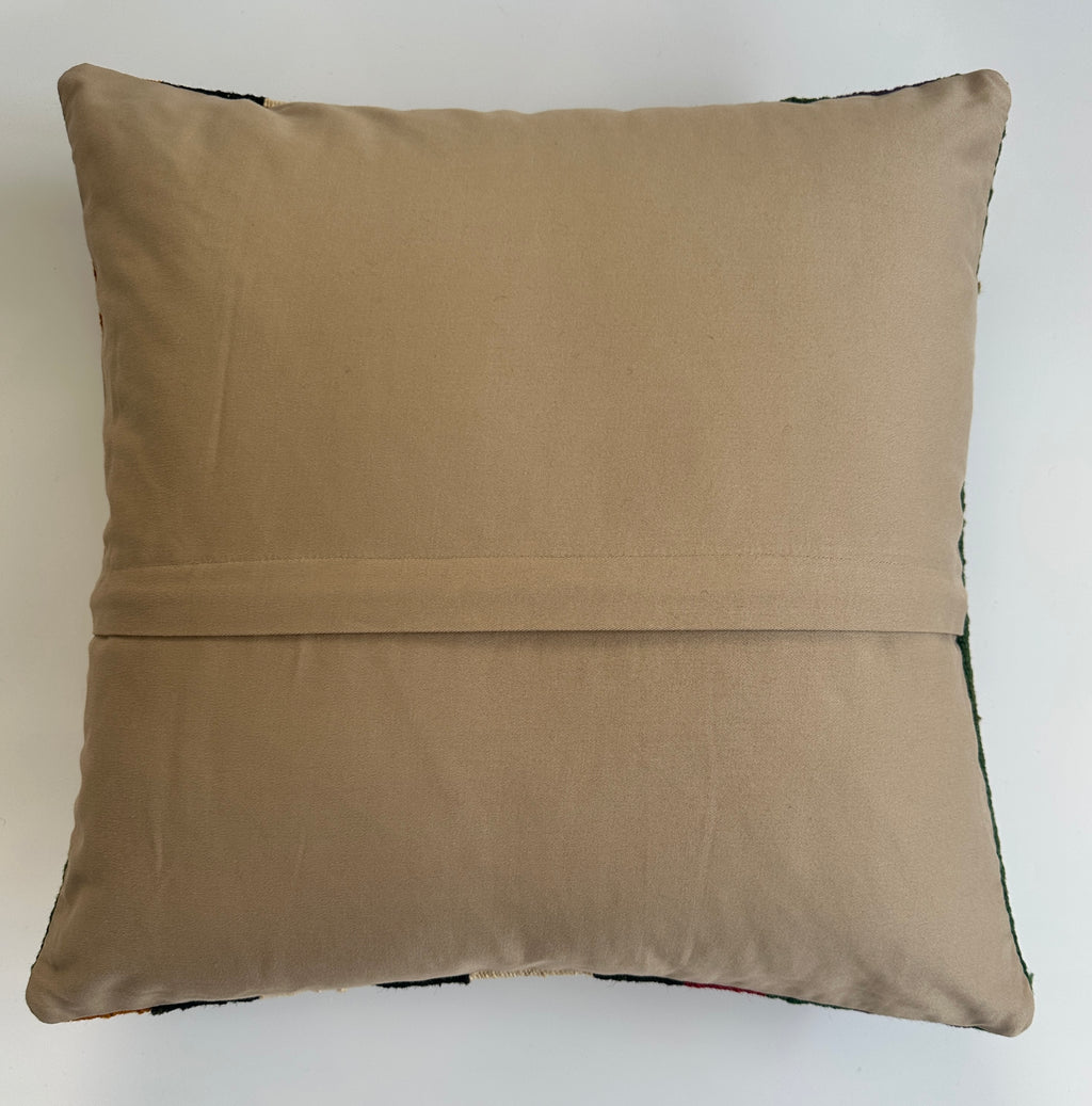 Handmade Striped Multicolour Turkish Rug Cushion Cover 18''x18'' / 45x44 CM