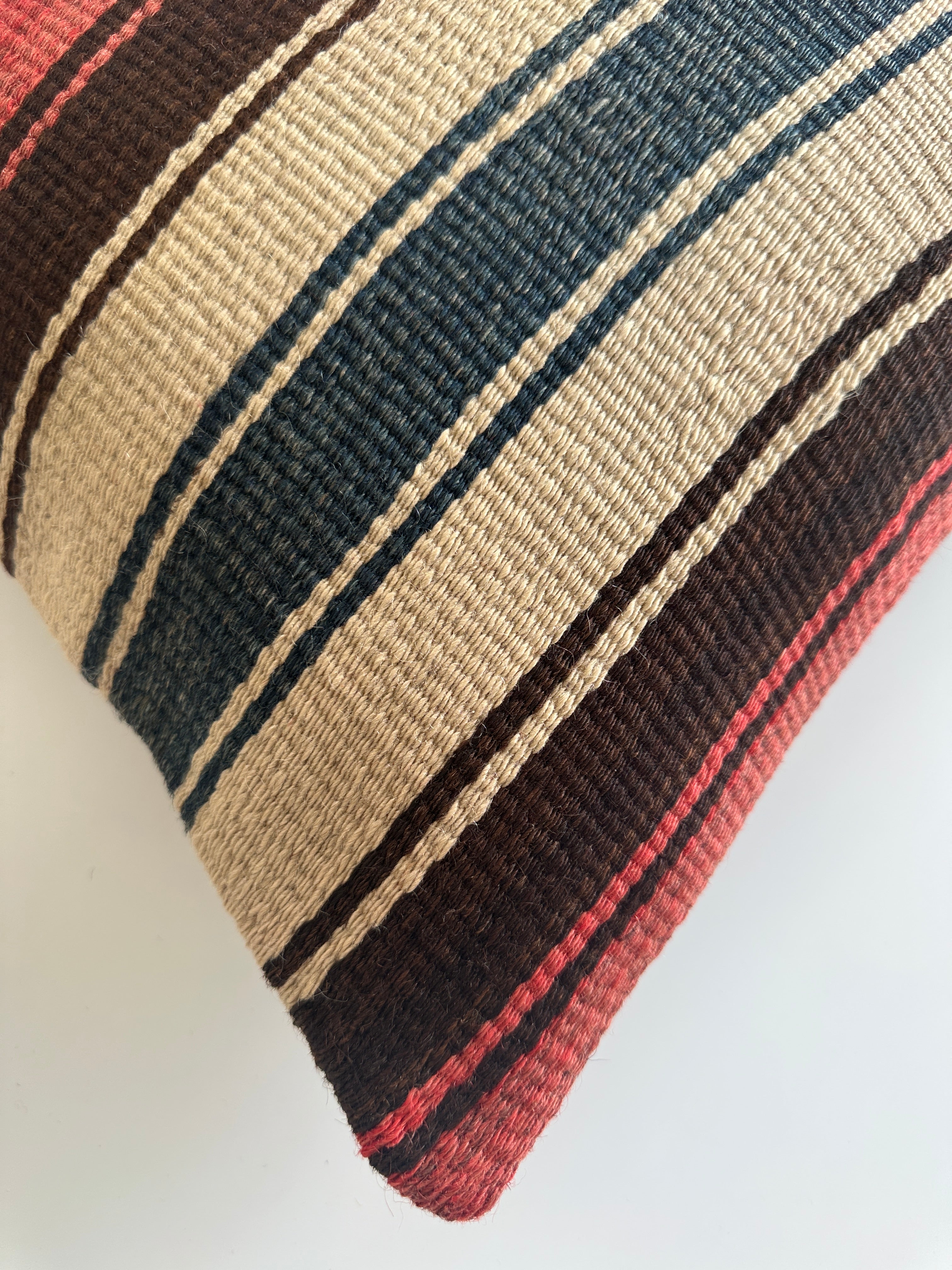 Handmade Striped Multicolour Turkish Rug Cushion Cover 18''x18'' / 45x44 CM