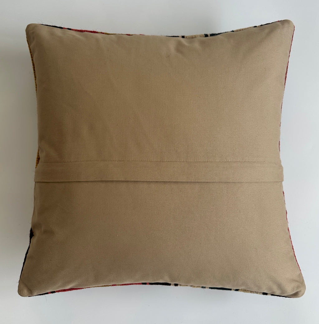 Handmade Striped Multicolour Turkish Rug Cushion Cover 18''x18'' / 45x44 CM