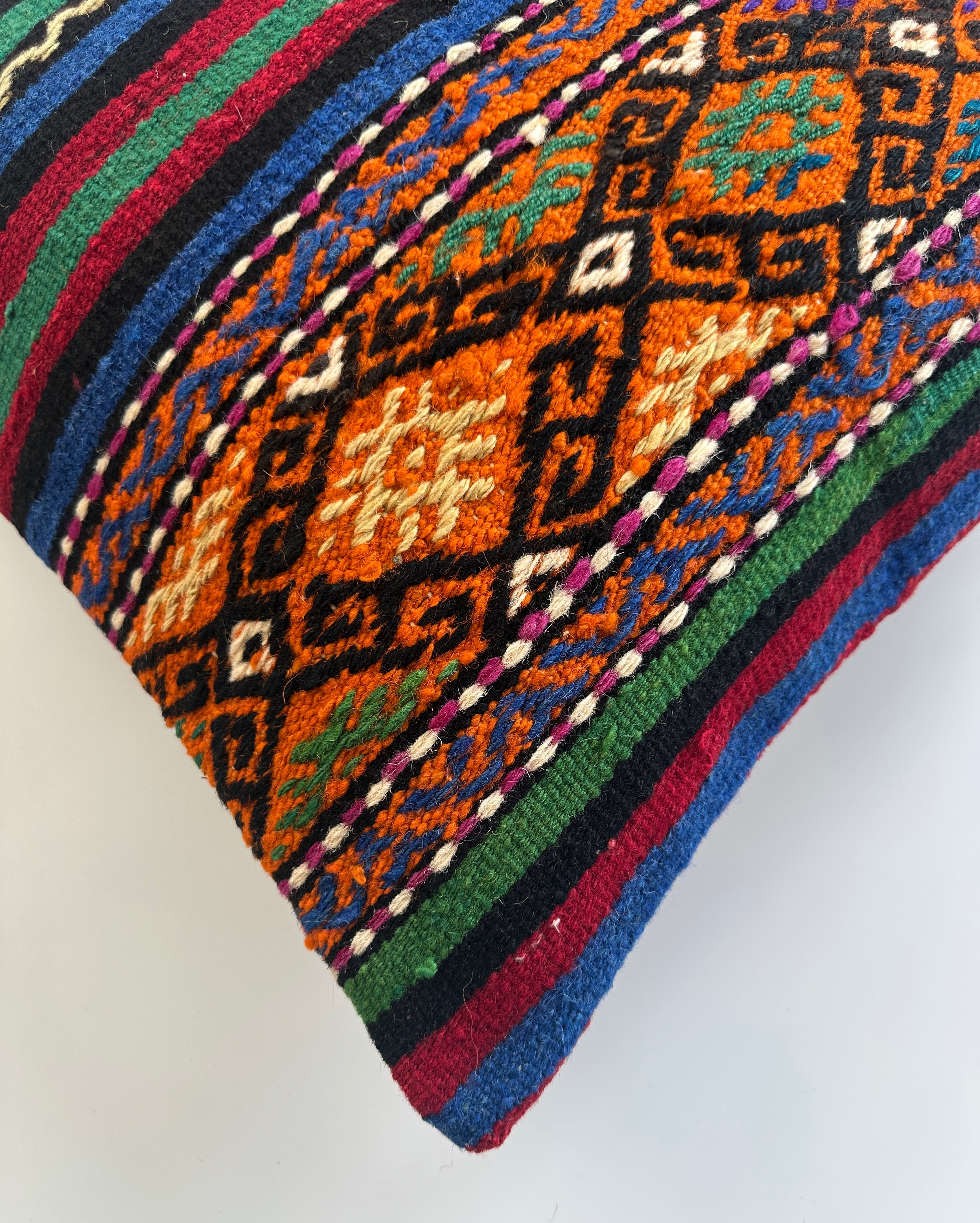 Handmade Multicolour Turkish Rug Cushion Cover 18''x18'' / 44x44 CM