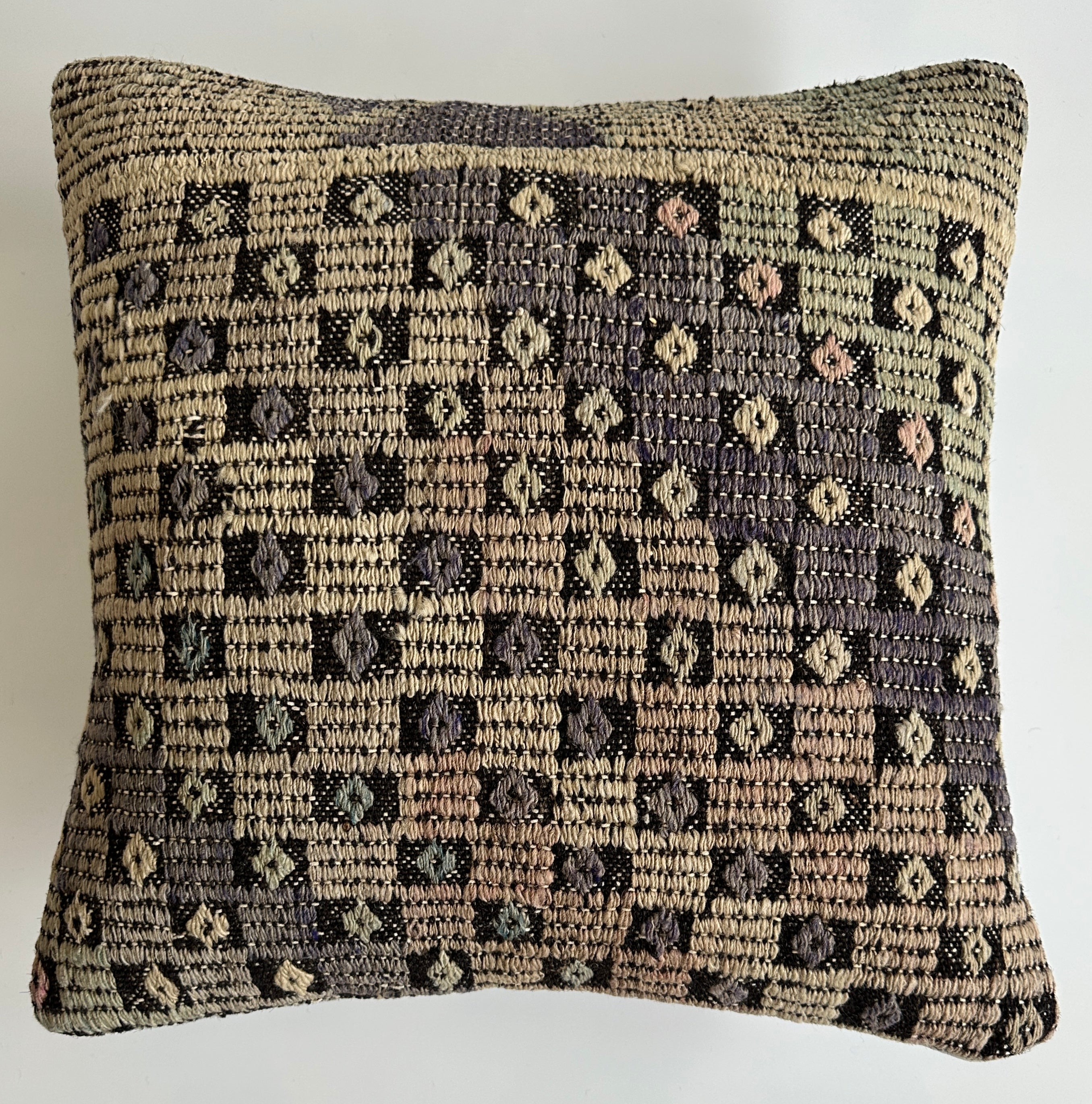 Handmade Multicolour Turkish Rug Cushion Cover 18''x18'' / 45x44 CM