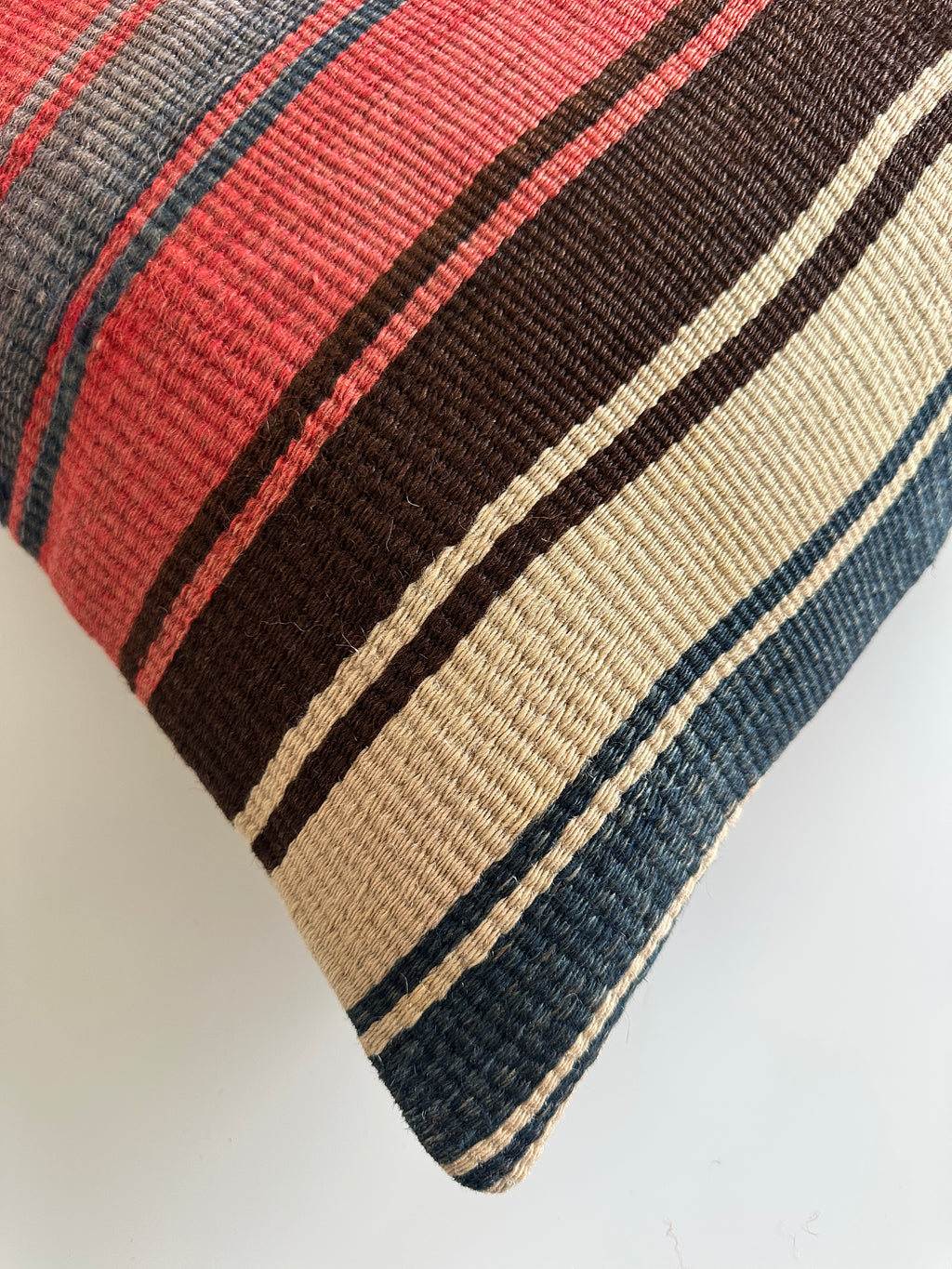Handmade Striped Multicolour Turkish Rug Cushion Cover 18''x18'' / 45x44 CM