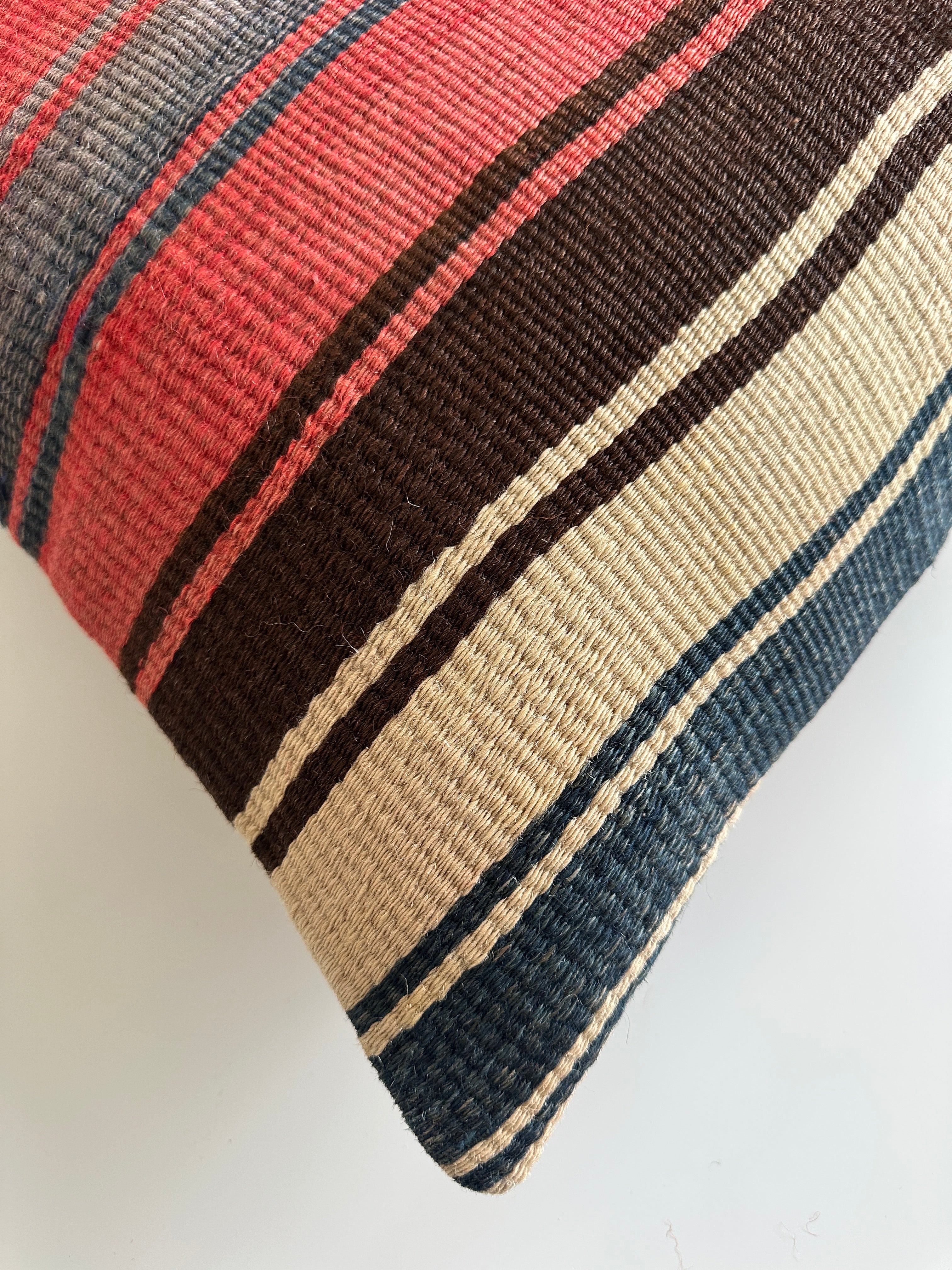 Handmade Striped Multicolour Turkish Rug Cushion Cover 18''x18'' / 45x44 CM